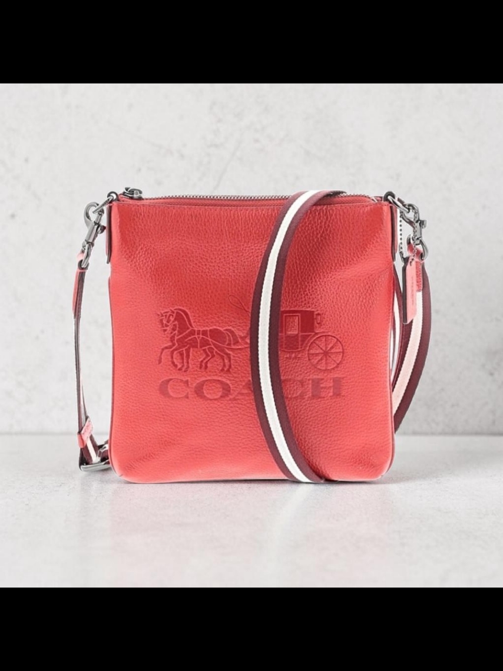 Coach Pebble Leather Crossbody Bag in Red